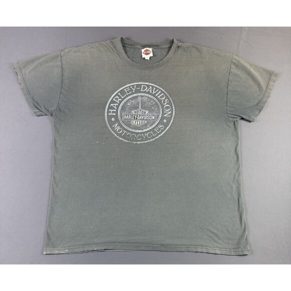 Rare Vintage Y2K Harley Davidson Thrashed Fade Cocoa Beach Florida 2XL Fit Shirt - Picture 1 of 16